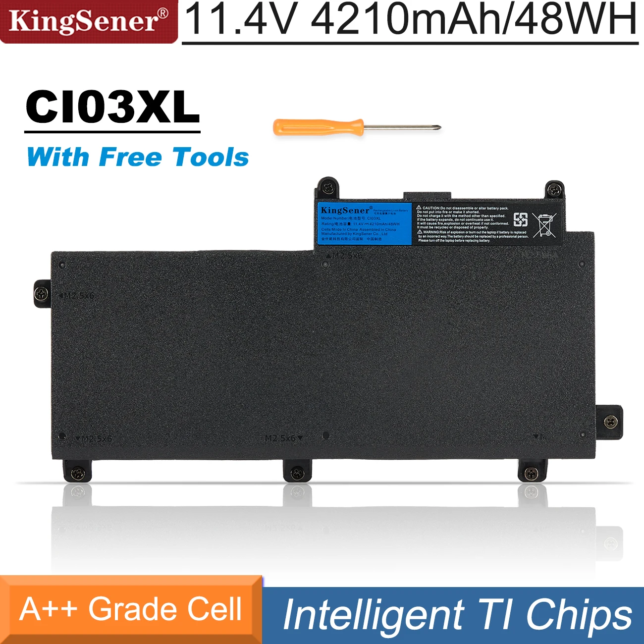 Batteria Kingsener Ci03Xl Ci03Xl Per Hp Probook 640 G2 645 G2 650 G2 655 G2, 640 G3 645 G3 650 G3 655 G3 Hstnn-Ub6Q 801554-001