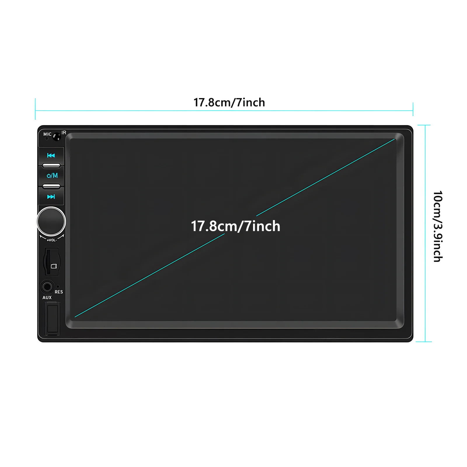 7인치 HD 터치스크린 카 스테레오, USB, FM 라디오, AUX, 무선, 미러링크, 7색 백라이트 2딘 카 오디오 시스템