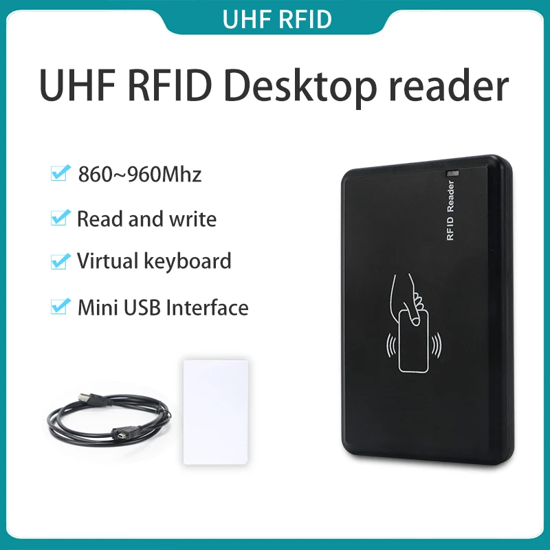 860-960Mhz 데스크탑 UHF RFID 리더/라이터(미니 USB 인터페이스 포함) UHF 리더, 데모 SDK 제공