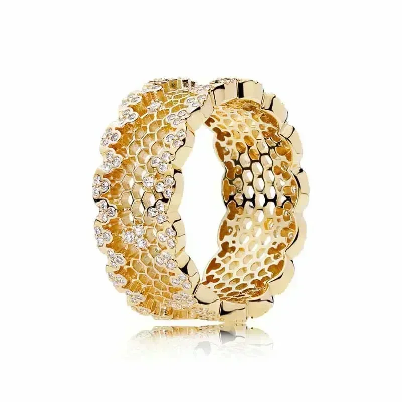 Exquisite Gold Series Sterling Silver Heart Crown Ring - Fashionable Charm Jewelry Gift