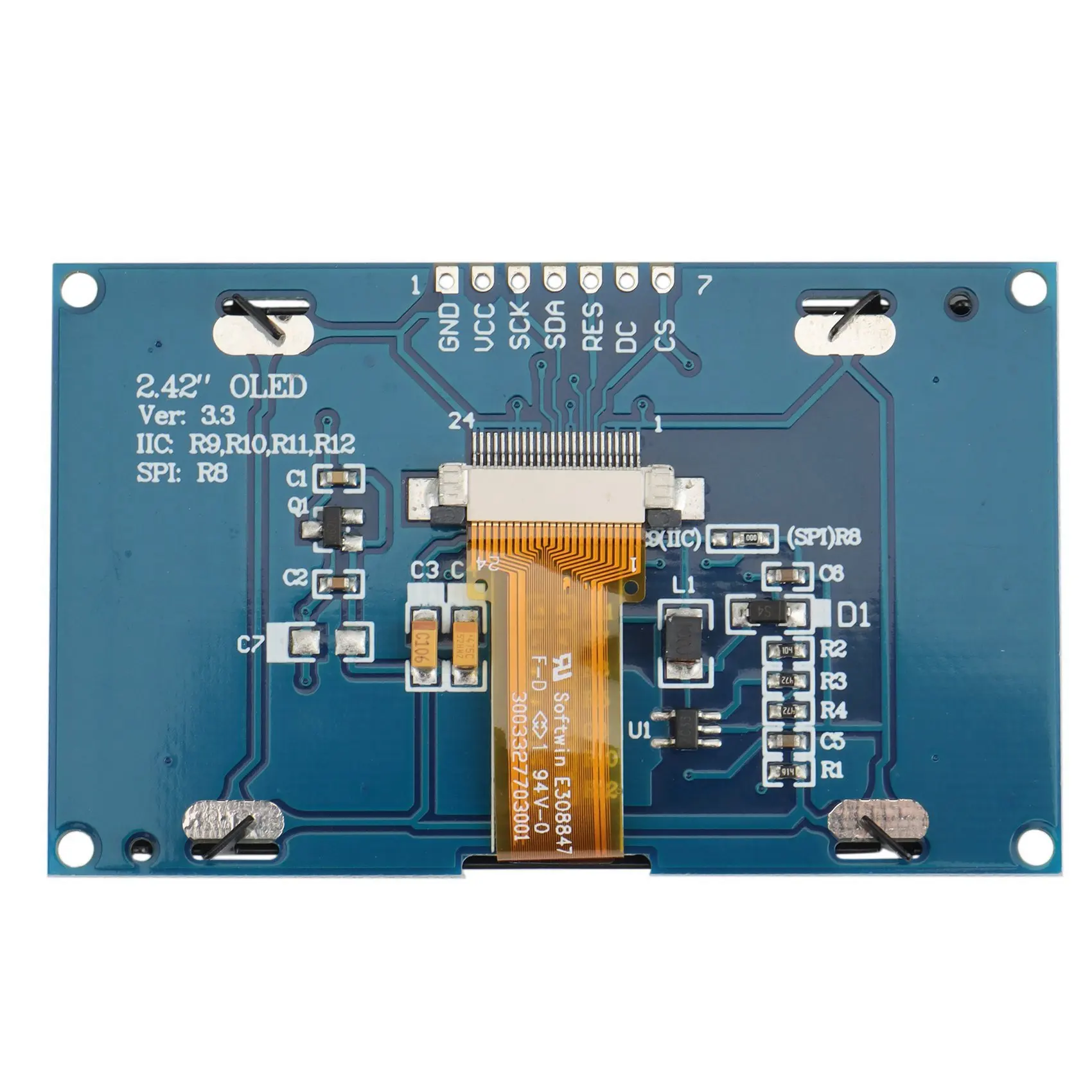 2.42 Inch 12864 128x64 OLED Display Module IIC I2C SPI Serial LCD Screen for C51 STM32 SSD1309 (white font)