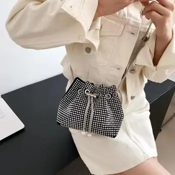 1 pz borsa a tracolla sotto le ascelle versione coreana borsa da donna portatile borsa a secchiello decorata con paillettes alla moda singola 2025
