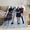 Bed Blankets for Decorative Sofa Throw Blanket Kpop Black-pink Cobija Thin Wadding Blanket King Size Microfiber Bedding Knee Nap 3