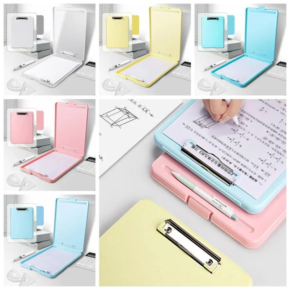 A4 File Folder A4 File Clipboard Box Case Large Capacity Waterproof Memo Clip Board Plastic Storage Organizer Student business folder