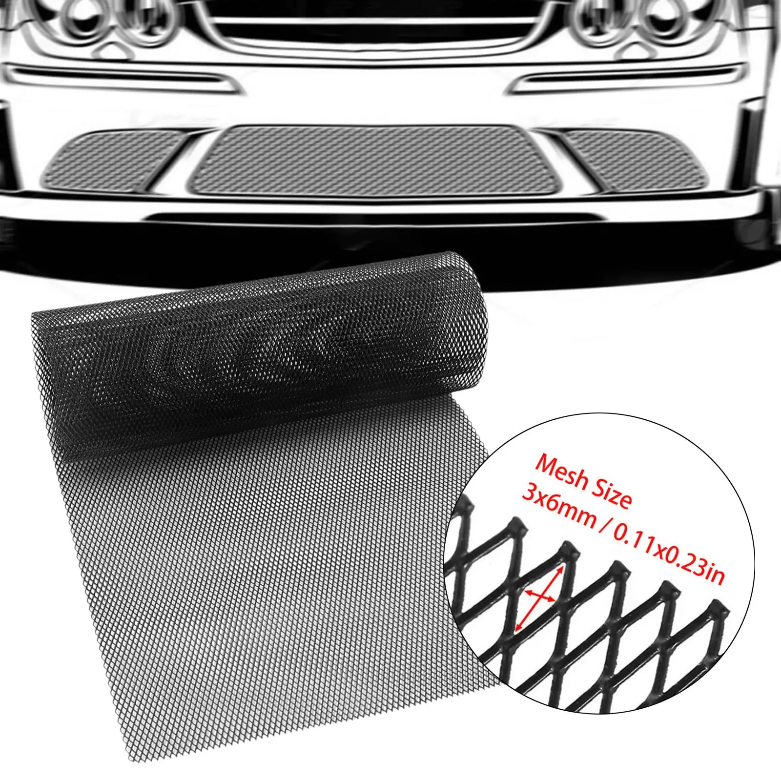 Car Grill Mesh 0.24inchx0.12inch Rhombic Hole Accessories for Bumper