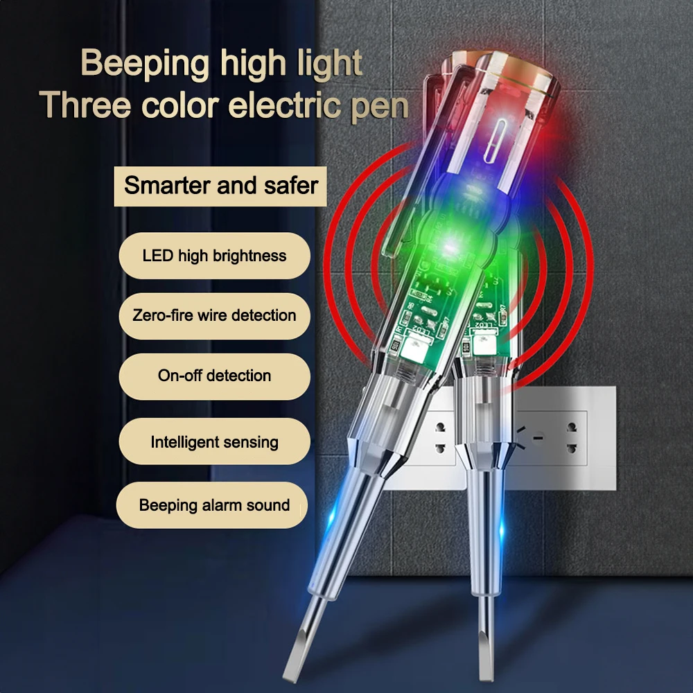 

AC24-250V Circuit Tester Voltage Tester Screwdriver Electric Test Detector Slotted Circuit Indicator Test Pen with Buzzer