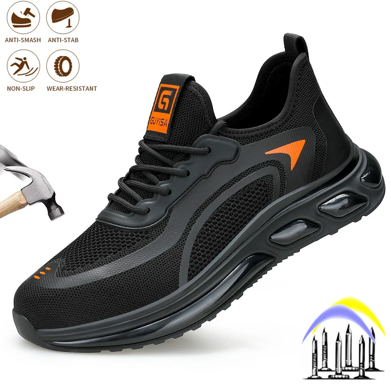

2023 New Fashion Men Safety Shoes Anti-smash Comfortable Steel Toe Industrial Work Boots Construction Air Cushion Sneakers