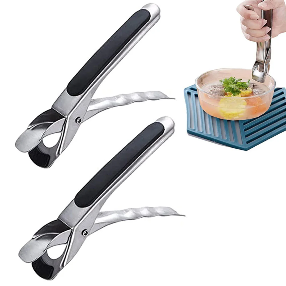 

Silicone Handle Non-slip Pot Pan Gripper Clip Hot Dish Plate Bowl Clip Retriever Tongs Kitchen Tool Air Fryer Camping Tool