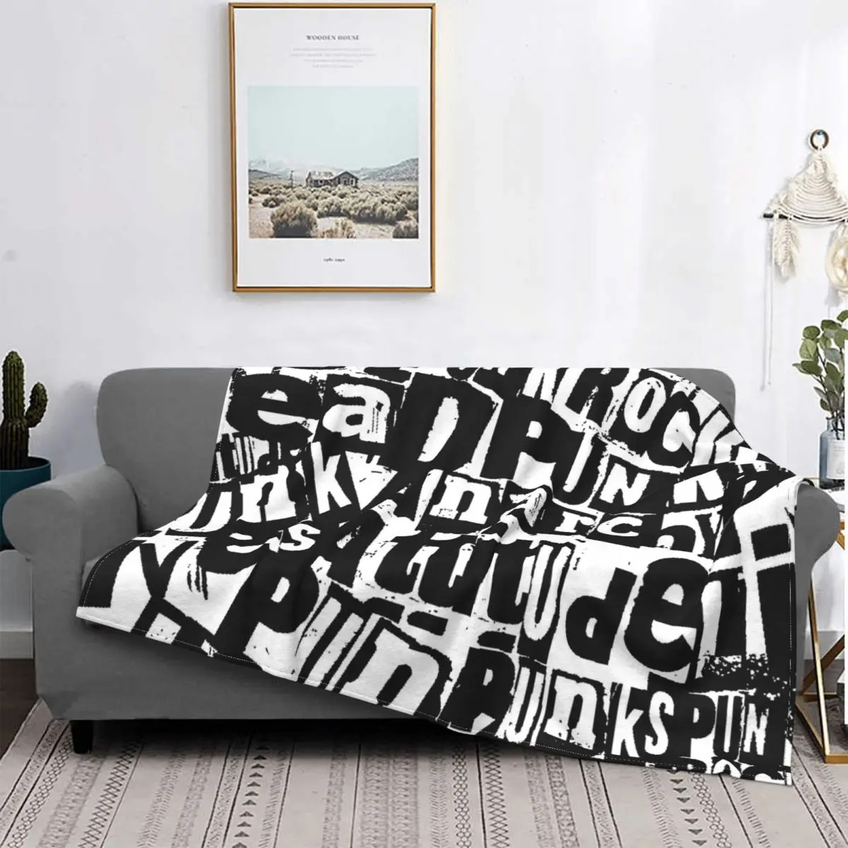 Punk Grunge Alfabeto Cobertor Legal Bonito Velo Lance Cobertores Casa Sofà Impresso Macio Colchas Quentes