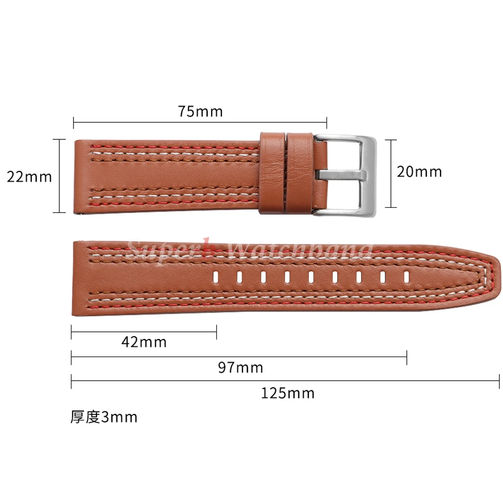 Genuine Cowhide Leather Universal Watchband Bracelet - Black, Blue, Gray, Brown