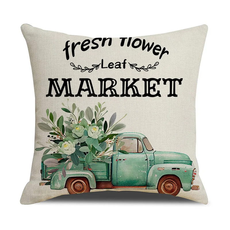 Description Picture 4 of itemSpring Pillowcase Green Farmhouse Throw Pillow Covers Floral Decorative Cushion Cases for Sofa Couch Living Room Home Decor