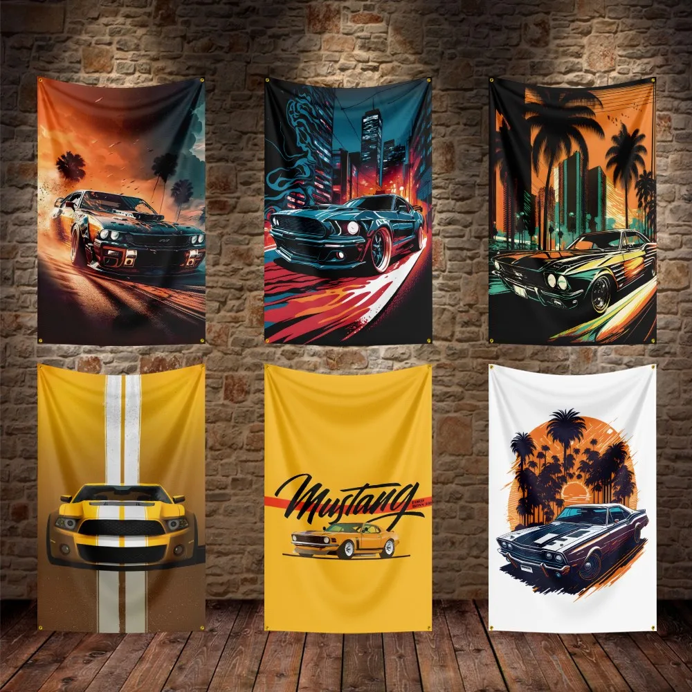 

3X5Ft Boss 302 Mustang Flag Polyester Digital Printing Muscle Car Banner For Decor