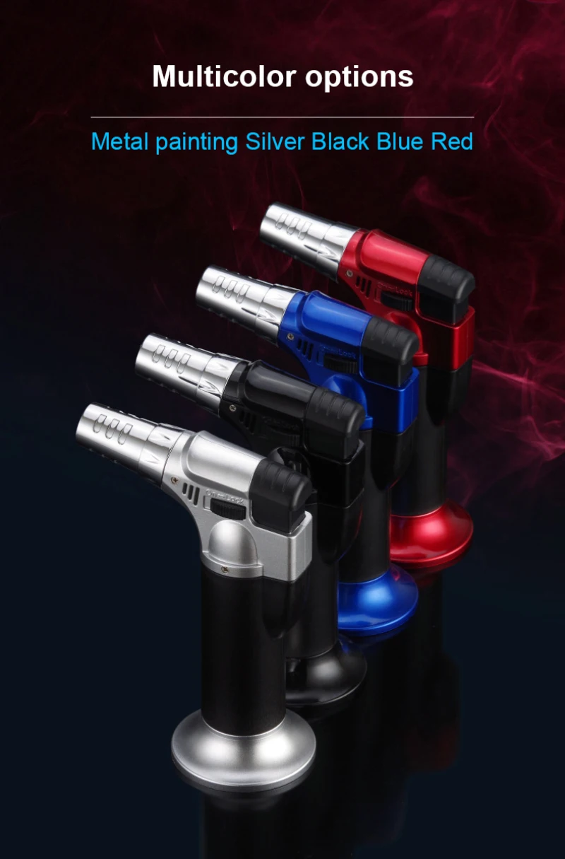 Portable Lighter Metal Flame BBQ Heating Ignition Grill Kitchen Blow Adjustable Cooking Butane Gas Lighter For Men Gift
