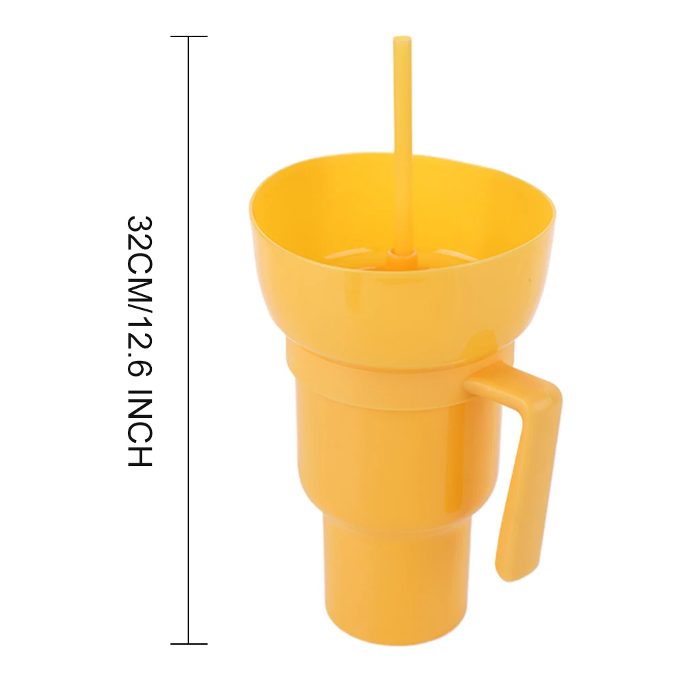 2In1 Stadium Tumbler with Snack Bowl Straw Travel Cup Leak Proof Reusable