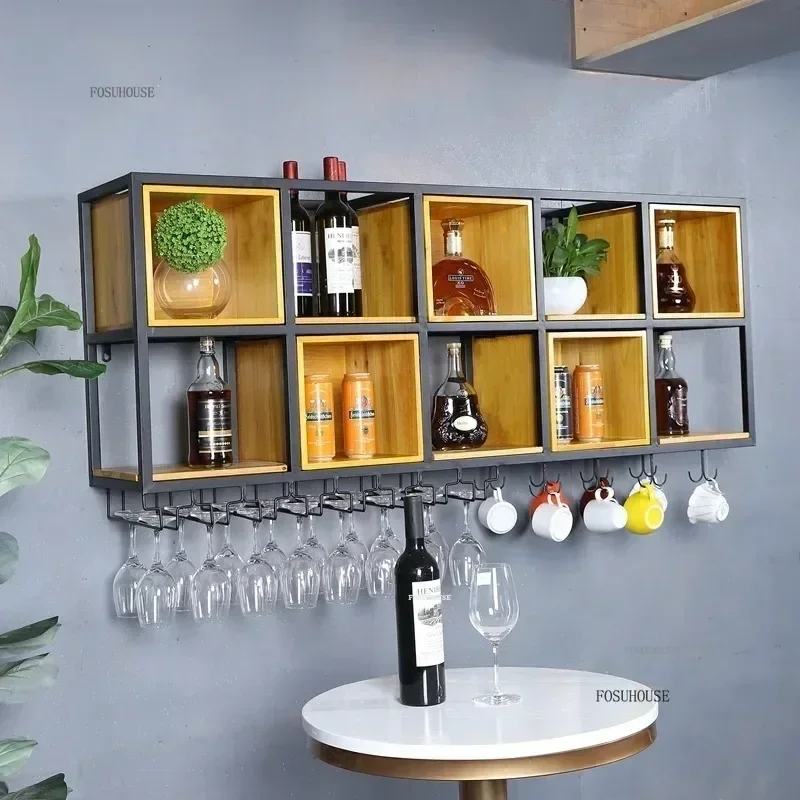 Nordic Iron Upside Down Wine Cabinets Industrial Bar Cabinets Home Decorative Wall Hangings Cupboard Racks Bar FurnitureN