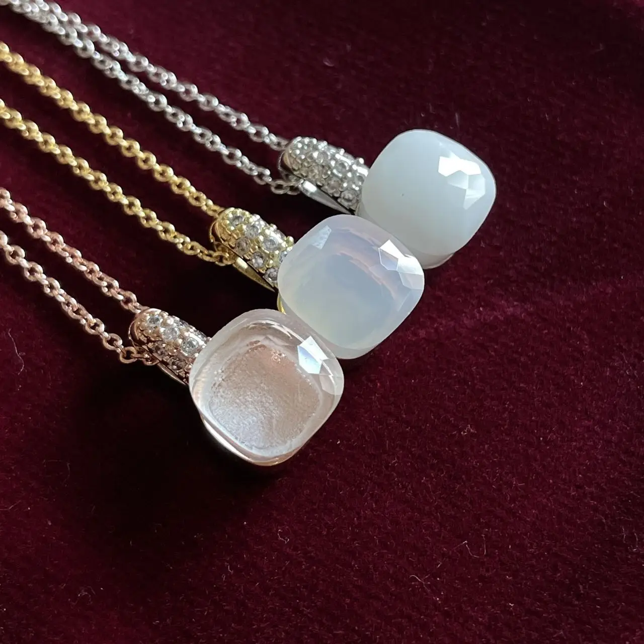 Classic Women's Necklace Fashion Jewelry Inset Zircon 32 Colors Candy Style Crystal Pendant Birthday Valentine's Day Gift