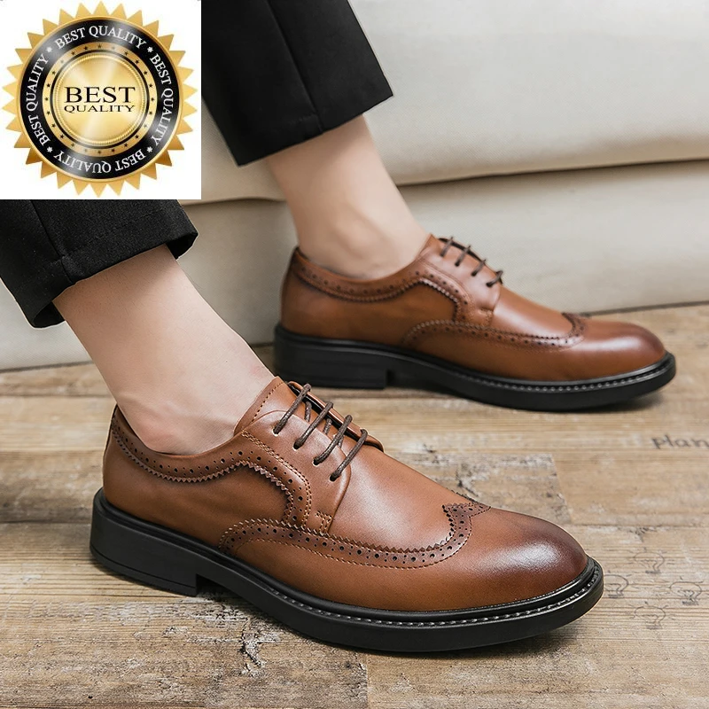 

Leather Mens Oxford Classic Italy Shoes Lace Up round Toe Wedding Party Dress Formal Men outdoor brogue business shoes men