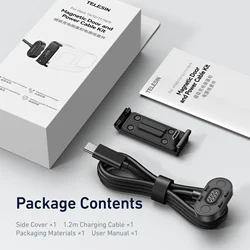 TELESIN Magnetic Waterproof Charging Side Cover Kit with Easy Removable Type - C Port Cover for Side Cover Cable