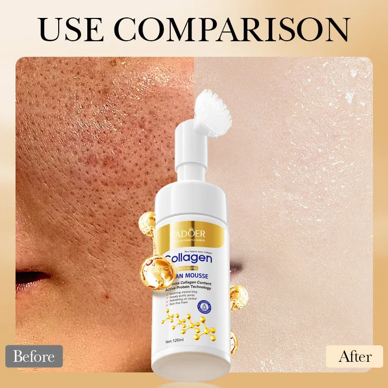 Collagen Facial Cleanser for Anti Wrinkle Deep Cleaning Mousse Nourishing Moisture Skin Care 120ml - Image 5