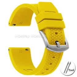 Breathable Silicone Quick Release Sport Watch Band - Waterproof Universal Bracelet Strap - 22mm (Yellow)