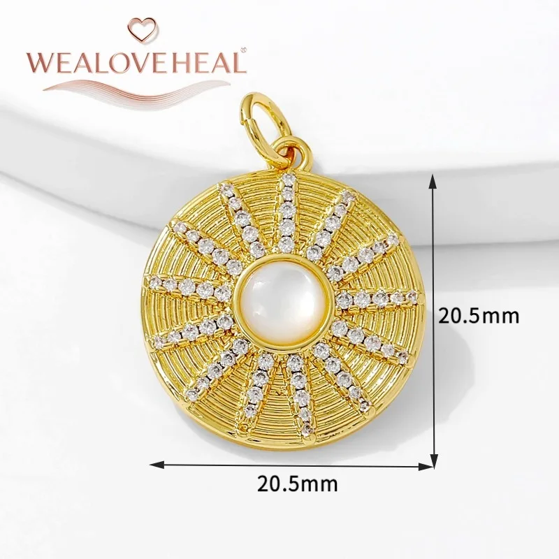 Trendige Charms-Anhänger in Sonne/Mond/Herz/Hufeisenform, 18 Karat vergoldet, eingelegter Zirkonia, Schmuckherstellung, Anhänger, DIY-Halskette – Detail 23