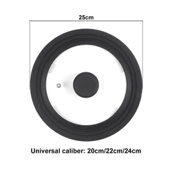 Silicone Pot Handle & Lid Protector - Non-stick Tempered Glass Cookware Cover (Black-20-22-24cm)