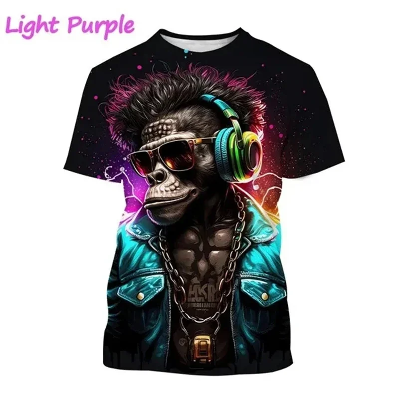 

Summer Outdoor Street 3D Orangutan Printed Shirt for Men and Women, Round Neck Short-sleeved Printed Shirt, Casual and Fashionab