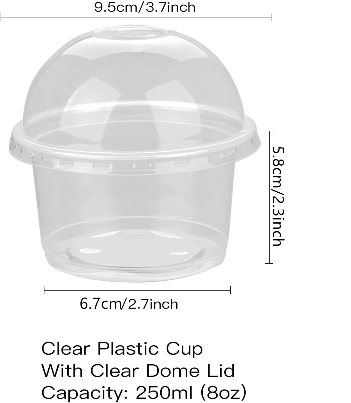 50/100PCS 250ML Clear Disposable Plastic Dessert Cups with Dome/Flat Lids – Ideal for I... - SKU CCL60931 - UGI Packaging