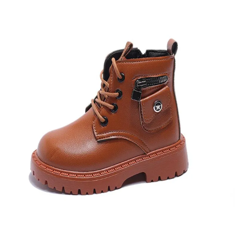 

Unisex Classic Boys' and Girls' Brogue Short-boots PU Leather Zip Soft sole Anti Slip Children Ankle Boots baby Toddler Sneaker