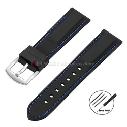 Versatile Waterproof Silicone Sport Watch Strap - 18mm (Black Blue)