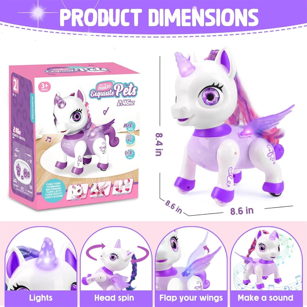 Unicorn Toys for Girls, Remote Control Robot Toys, Dancing Pets, Robot Toys for Kids, Toddler Perfect Birthday Christmas Gifts 2