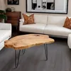 Restaurant Tables Live Edge Cedar Wood Coffee Table Metal Hairpin Legs for Living Room Center Table Salon Furniture Dining Coffe 4