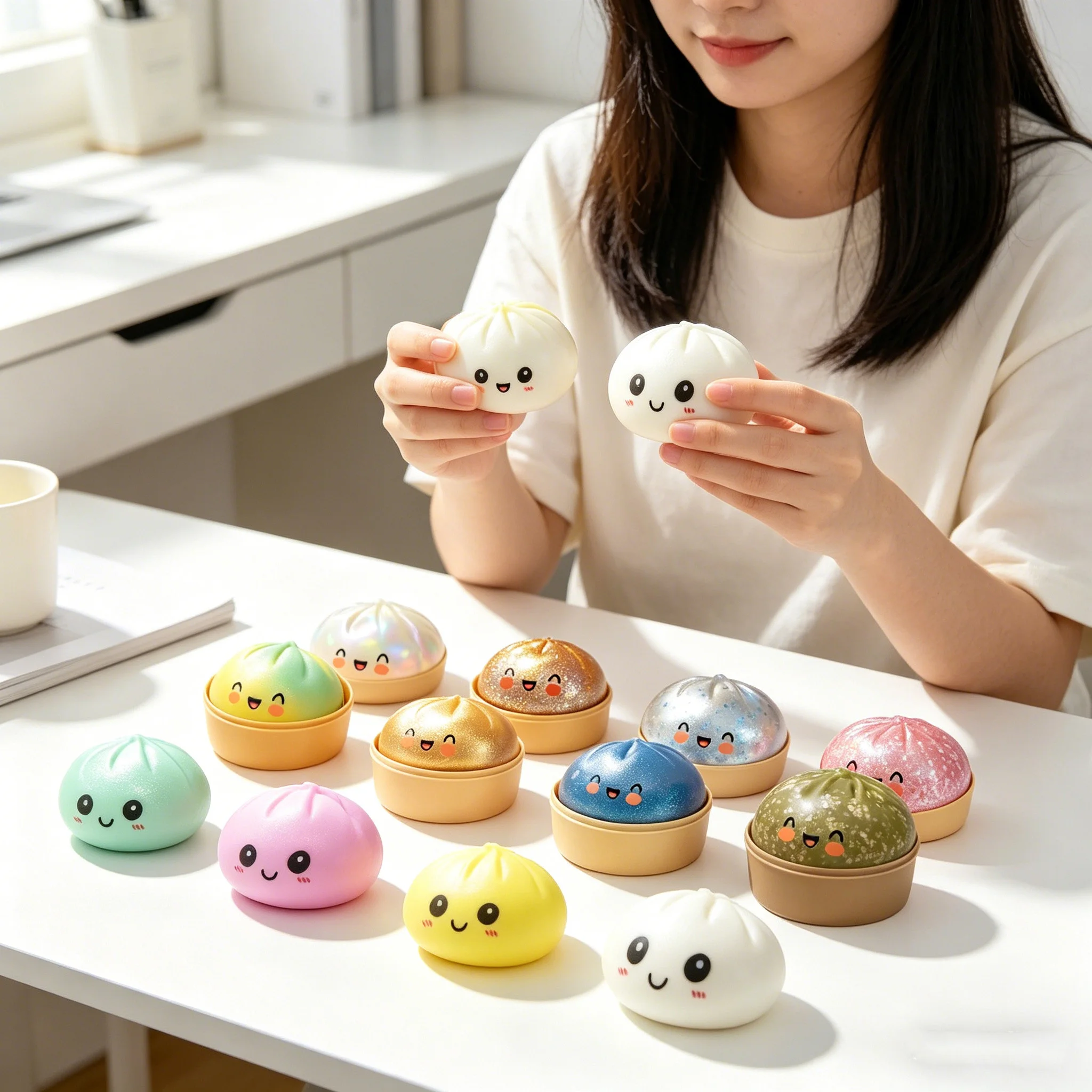 Glitter Dumpling Squishy - Colorful Stress Relief Toy 2