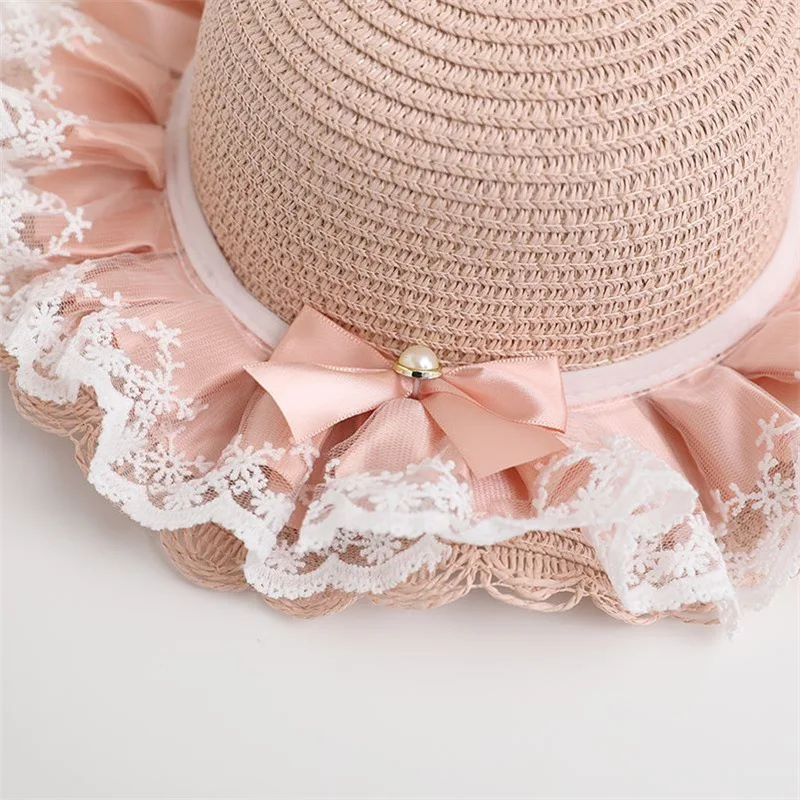 2pcs/sets Girls Straw Hats Kids Shoulder Bags Princess Cute