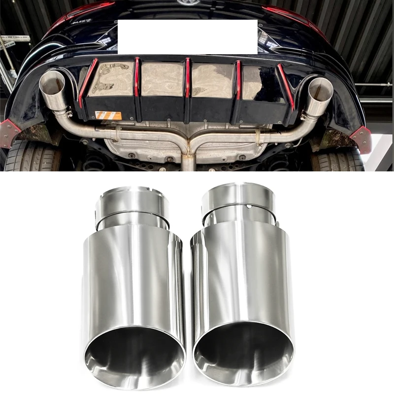 1 Pcs Universal Exhaust Tip 304 Stainless Steel Car Exhaust Muffler Tip Tailpipe Oblique Mouth Car 63mm inlet Tips exhaust muffler tip
