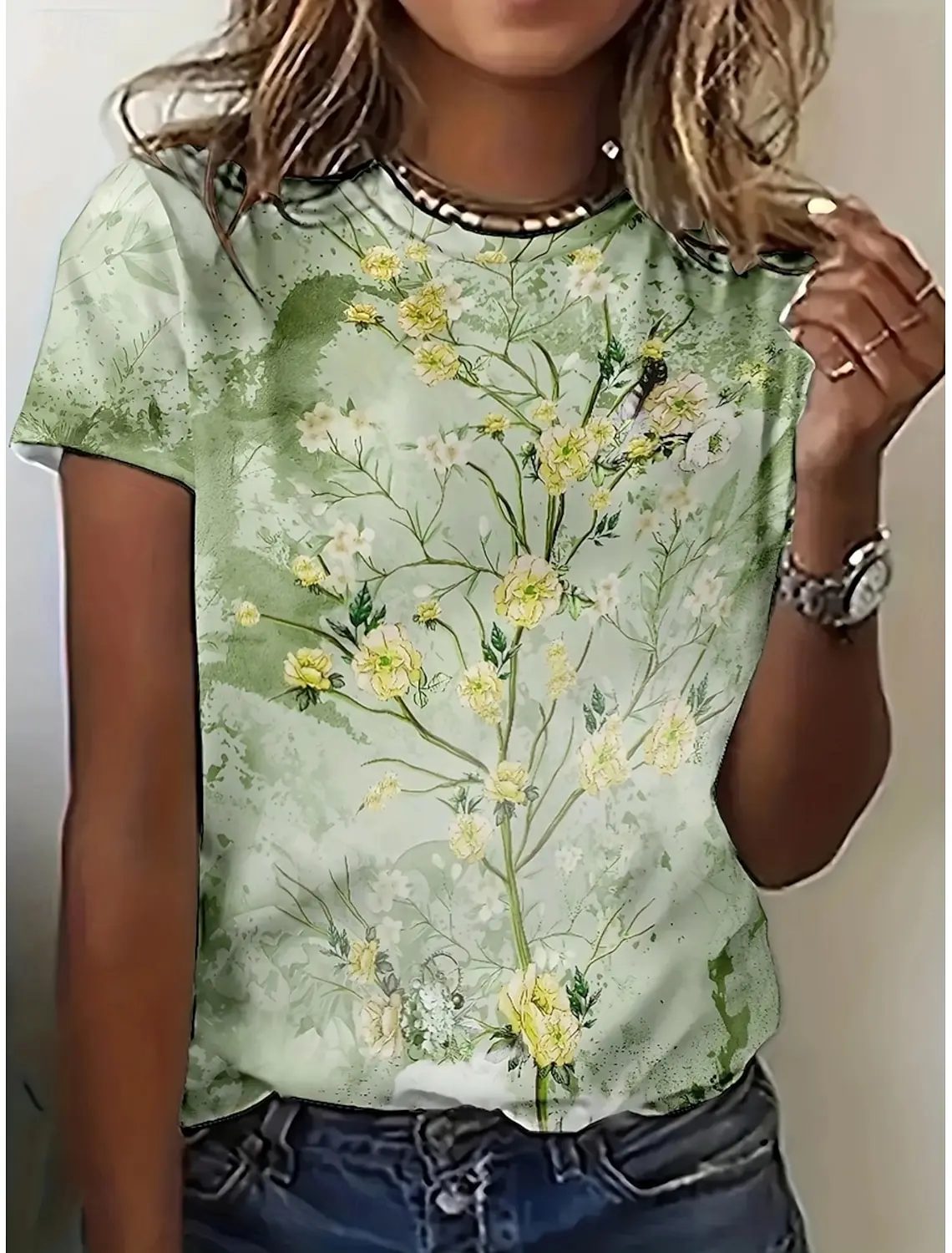 Delia | Colorful Spring Floral Garden Printed Women's Casual  Shirt main image 1