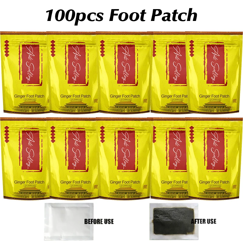 Sleep health ginger wormwood detox foot paste deep cleaning foot paste body toxin detox foot pad 10/100 pieces feet care spa