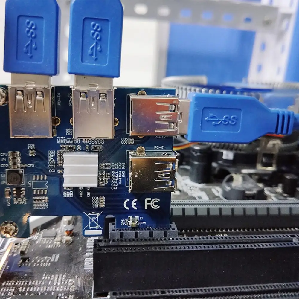 

Pcie преобразователь Usb 3,0 горная специальная переходная карта Btc Райзер Pci-e 1x до 16x1 до 4 Pcie сплиттер адаптер для ПК Майнер