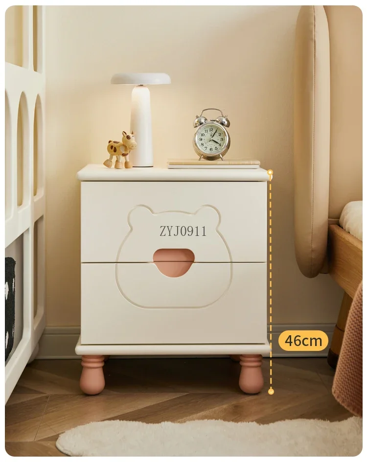 **Solid wood children's bedside table Cream wind white creative mini boy girl bedside table