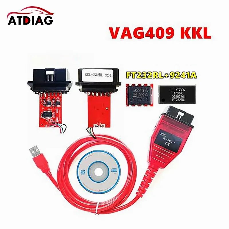 New VAG 409 Red PCB Board 9241A Chip VAG COM KKL FTDI FT232RL For VAG ...