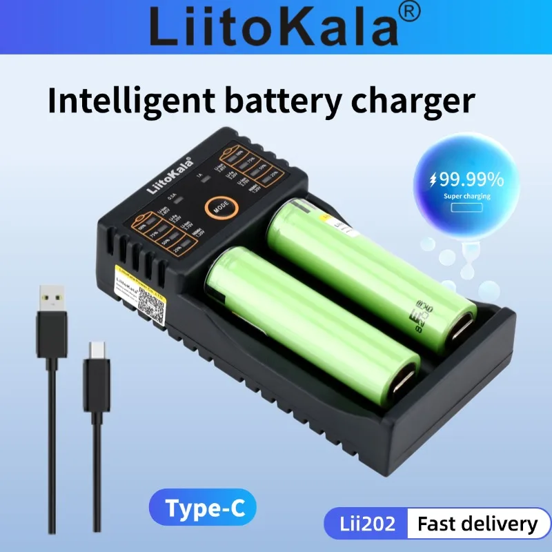 LiitoKala Lii-202 모델용 스마트 리튬 이온 배터리 충전기 18650 266..