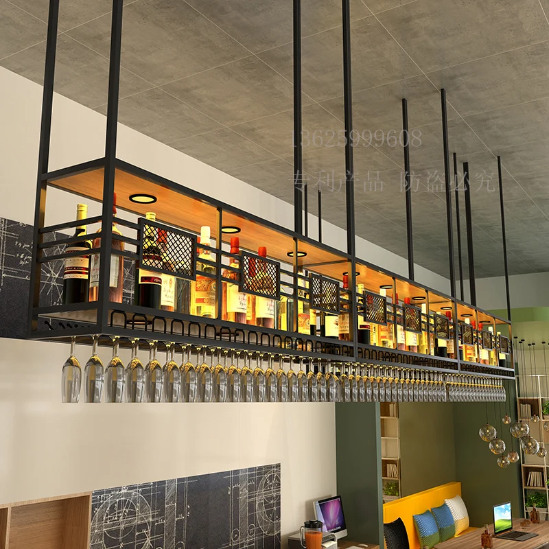 Bar hanger Hanging cabinet Wine rack Shelf Goblet upside down Wrought iron wine glass rack Metal customization is simple