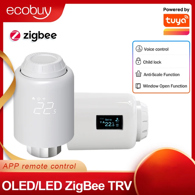 Tuya Zigbee วาล์วหม้อน้ํา Thermostatic TRV หัว Smart Life Zigbee วาล์วหม้อน้ําอุณหภูมิ Alexa Google Home Alice 1