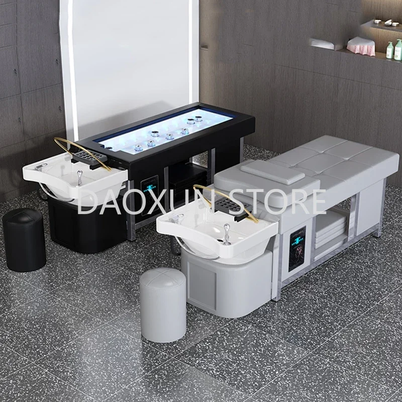 Water Circulation Shampo Chair Luxury Steam Comfort Massage Hair Wash Basin Bed Therapy Lavacabezas Salon Furniture MQ50SC