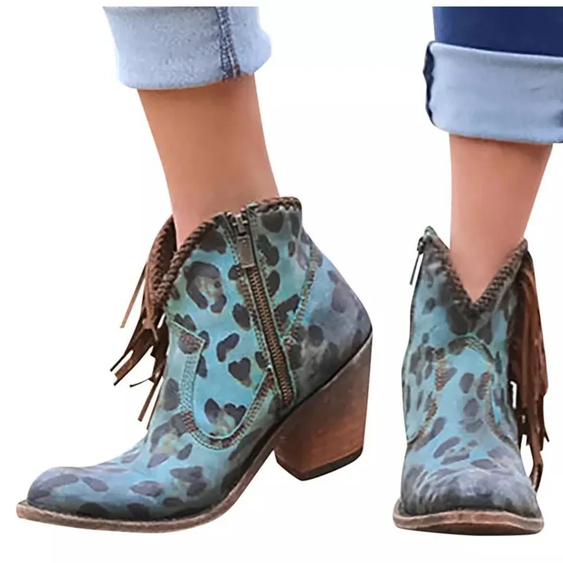 Women's Suede Leather Leopard Print 