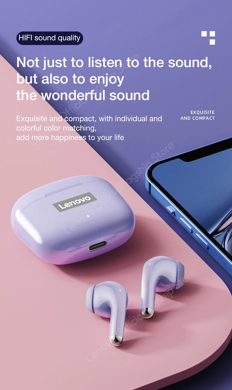 Shop Lenovo LP40 Pro TWS Bluetooth Earbuds Purple Online Jumia Ghana