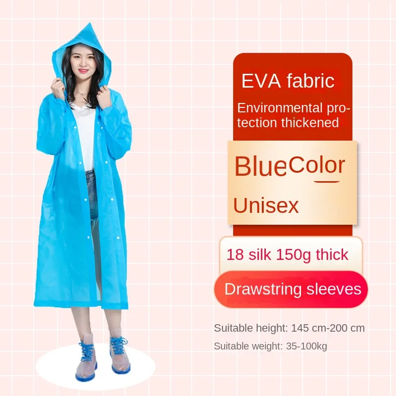 

2pcs EVA Raincoat Reusable Raincoat Portable Adult Model Children Thickened Fashion Outdoor Camping Travelling Raincoat