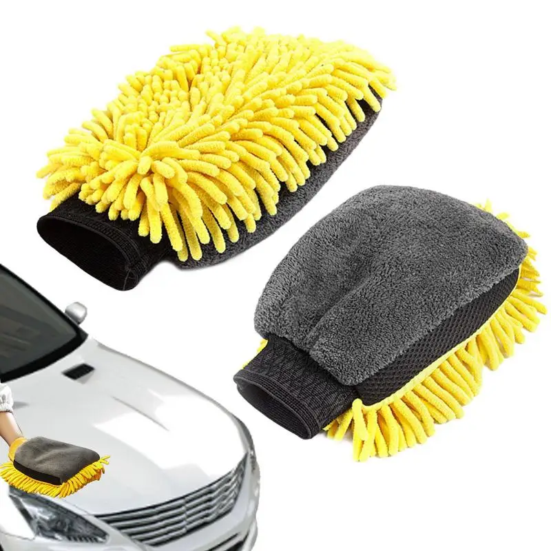 

Microfiber Wash Mitt Absorbent Microfiber Cleaning Mitt Scratch Free Microfiber Auto Detailing Supplies for Cars Trucks SUVs