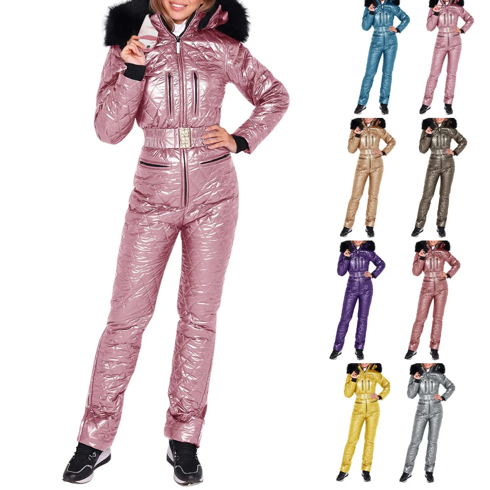 WinterOnePieceSkiSuitWomenWindproofSkiingJumpsuitOutdoor