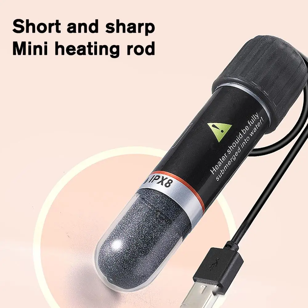 Tige Chauffante USB Pour Aquarium - Acier Inoxydable, Contrôle Auto Température | 5W/10W, Augmentation 5-12°C | Pour Petits Aquariums (Non Adapté Aux Tortues)